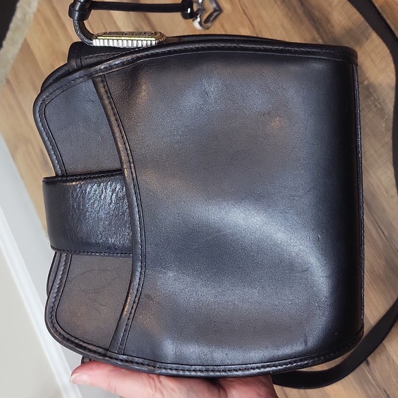 Vtg BRIGHTON Black Croc Embossed Leather Shoulder Tote Crossbody Bag - Picture 8 of 16